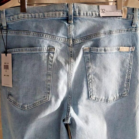 7 For All Mankind High Waist Cropped Straight Jeans in Blue Breeze, … - Picture 9 of 13